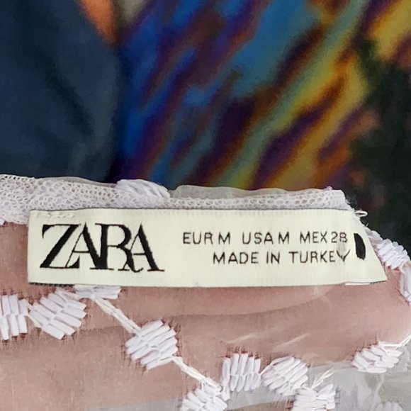 Zara Lilac Mesh Floral Embroidered Sheer Blouse - Picture 5 of 5